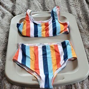 Colorful Striped Womens Swim Set